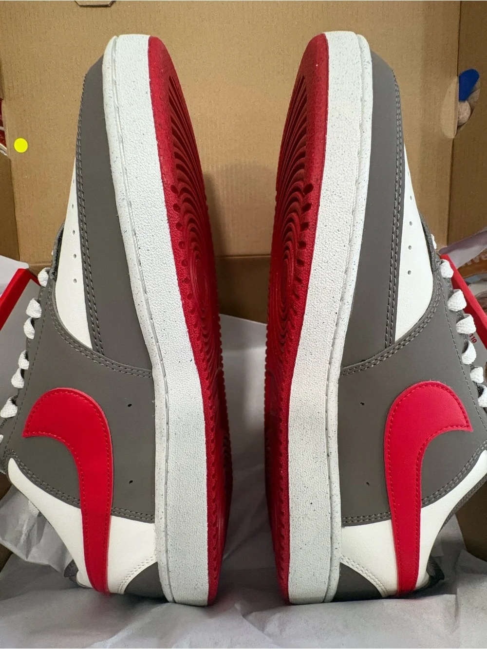 Nike Men’s Low-Top Sneakers - White/Gray with Red Swoosh. BNWT size 10 AT-7/48
